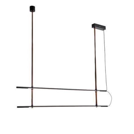 Κρεμαστό Φωτιστικό Μέταλλο-Δέρμα LED 2x20W 4100Lm 3000K - Μαύρο - LINEA