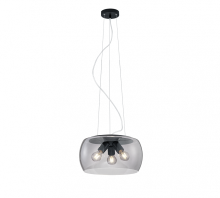Trio Lighting Κρεμαστό Φωτιστικό 3xE27 VALENTE Ανθρακί-Smoke Μέταλλο-Γυαλί