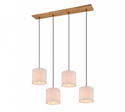 Trio Lighting Κρεμαστό Φωτιστικό LED 4xE27 Ξύλο/Ύφασμα ELMAU