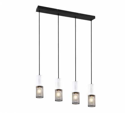 Trio Lighting Κρεμαστό Φωτιστικό Ράγας LED 4xE27 TOSH Λευκό/Μαύρο