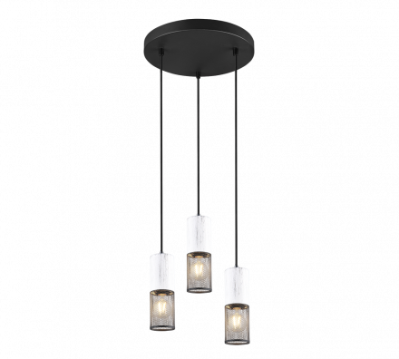 Trio Lighting Κρεμαστό Φωτιστικό LED 3xE27 TOSH Λευκό/Μαύρο