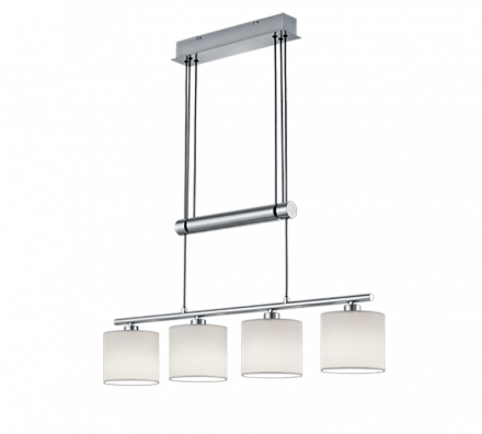 Trio Lighting Κρεμαστό Φωτιστικό 4xE14 GARDA Nickel Mat-Λευκό Μέταλλο-Υφασμάτινο