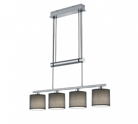 Trio Lighting Κρεμαστό Φωτιστικό 4xE14 GARDA Nickel Mat-Γκρι Μέταλλο-Υφασμάτινο