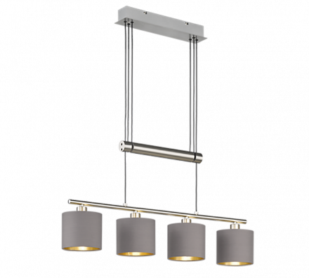 Trio Lighting Κρεμαστό Φωτιστικό 4xE14 GARDA Nickel Mat-Taupe Μέταλλο-Υφασμάτινο