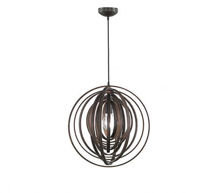 Trio Lighting Κρεμαστό Μονόφωτο 1xE27 BOOLAN 50cm Ξύλο Καφέ