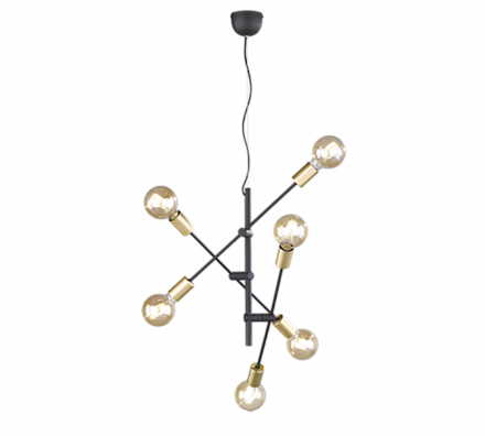 Trio Lighting Κρεμαστό Φωτιστικό LED 6xE27 Μέταλλο CROSS Χρυσό