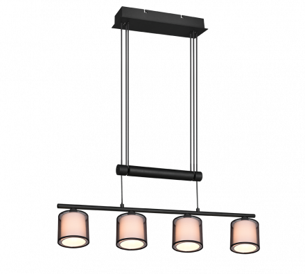 Trio Lighting Κρεμαστό Φωτιστικό 4xE27 BURTON Μαύρο Ματ-Smoke Μέταλλο