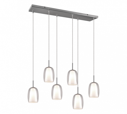 Trio Lighting Κρεμαστό Φωτιστικό Ράγας LED 6xE14 BARRET Chrome/Διάφανο