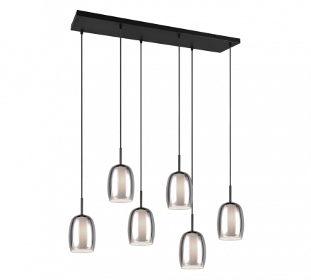 Trio Lighting Κρεμαστό Φωτιστικό Ράγας LED 6xE14 BARRET Μαύρο Ματ/Smoke