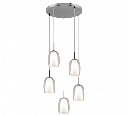 Trio Lighting Κρεμαστό Φωτιστικό LED 5xE14 BARRET Chrome/Διάφανο