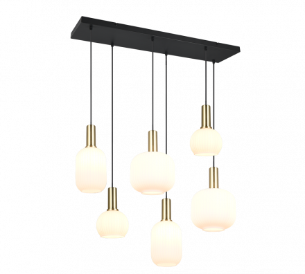 Trio Lighting Κρεμαστό Φωτιστικό 6xE27 DIVA Μέταλλο/Γυαλί Brass/Λευκό