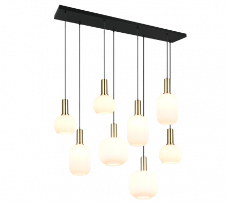 Trio Lighting Κρεμαστό Φωτιστικό 8xE27 DIVA Μέταλλο/Γυαλί Brass/Λευκό