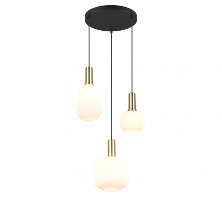Trio Lighting Κρεμαστό Φωτιστικό 3xE27 DIVA Μέταλλο/Γυαλί Brass/Λευκό