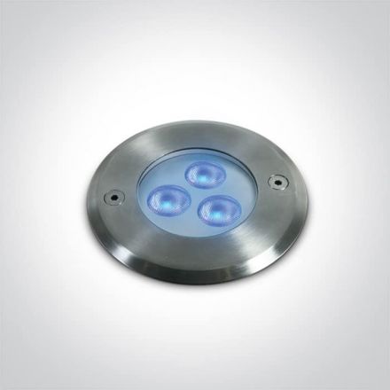 One Light Χωνευτό LED Spot Υποβρύχιο LED 3x1W Μπλε Ανοξείδωτο Ατσάλι 316 IP68 Dimmable 24V