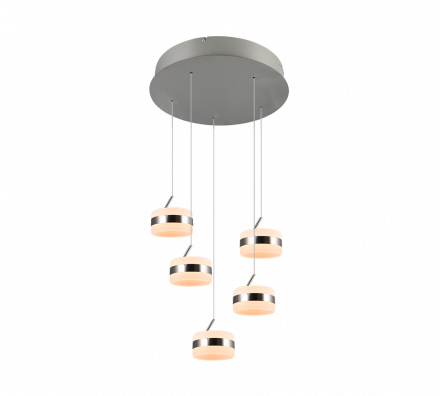 Trio Lighting Κρεμαστό Φωτιστικό LED 5x8W CCT DIOS Nickel Mat