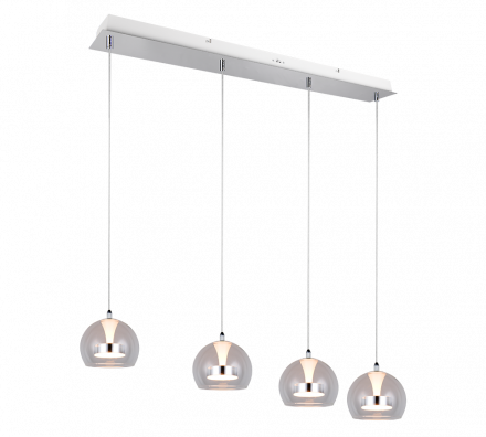 Trio Lighting Κρεμαστό Φωτιστικό LED 4x8W CCT FLYNT Μέταλλο-Γυαλί Chrome-Διάφανο