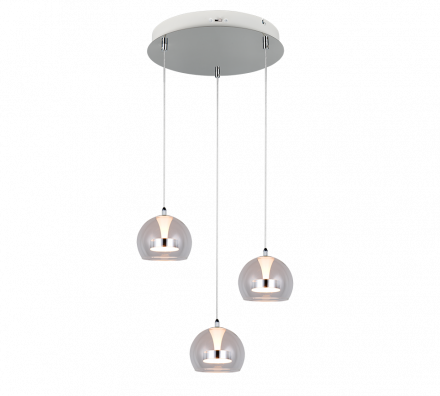 Trio Lighting Κρεμαστό Φωτιστικό LED 3x8W CCT FLYNT Μέταλλο-Γυαλί Chrome-Διάφανο