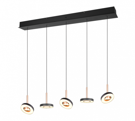Trio Lighting Κρεμαστό Φωτιστικό LED 5x8W CCT GUANO Coffee