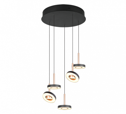 Trio Lighting Κρεμαστό Φωτιστικό Ροζέτα LED 5x8W CCT GUANO Coffee