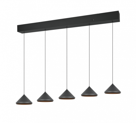 Trio Lighting Κρεμαστό Φωτιστικό LED 5x5W CCT LAGUNA Μαύρο Ματ