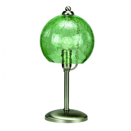 InLight Επιτραπέζιο φωτιστικό από νίκελ ματ μέταλλο και πράσινο κρακελέ γυαλί (3366-Πράσινο)