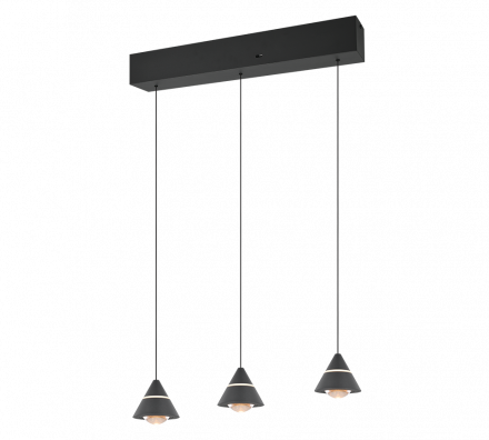 Trio Lighting Κρεμαστό Φωτιστικό LED 3x7W CCT ROMEO Μαύρο Ματ