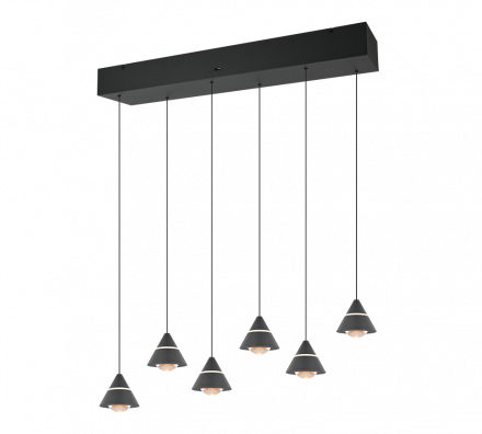 Trio Lighting Κρεμαστό Φωτιστικό LED 6x7W CCT ROMEO Μαύρο Ματ