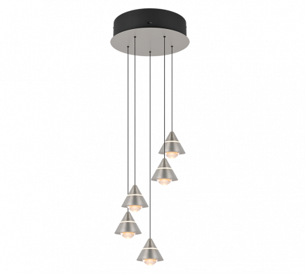 Trio Lighting Κρεμαστό Φωτιστικό LED 5x7W CCT ROMEO Nickel Mat