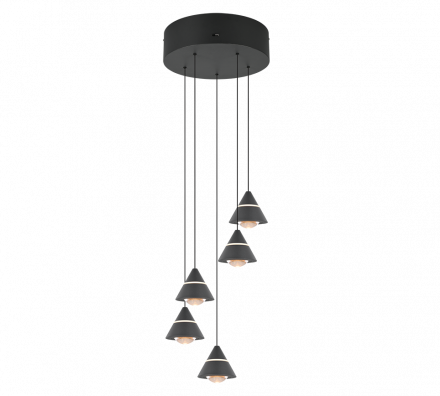 Trio Lighting Κρεμαστό Φωτιστικό LED 5x7W CCT ROMEO Μαύρο Ματ