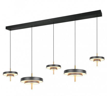 Trio Lighting Κρεμαστό Φωτιστικό LED 50W CCT KEATON Μαύρο-Χρυσό