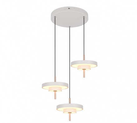 Trio Lighting Κρεμαστό Φωτιστικό Ροζέτα LED 3x10W CCT KEATON Λευκό-Χρυσό