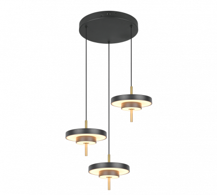 Trio Lighting Κρεμαστό Φωτιστικό Ροζέτα LED 3x10W CCT KEATON Μαύρο-Χρυσό