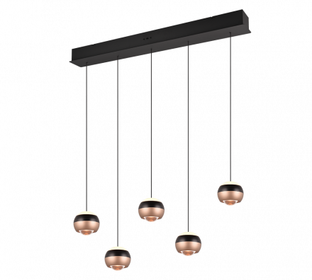 Trio Lighting Κρεμαστό Φωτιστικό Ράγας LED 5x8W ORBIT Μαύρο Ματ