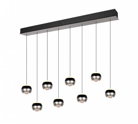 Trio Lighting Κρεμαστό Φωτιστικό LED 8x8W CCT ORBIT Μαύρο-Nickel Ματ