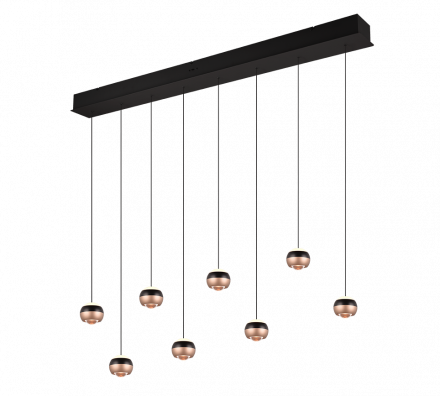 Trio Lighting Κρεμαστό Φωτιστικό Ράγας LED 8x8W ORBIT Μαύρο Ματ