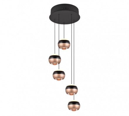 Trio Lighting Κρεμαστό Φωτιστικό LED 5x8W ORBIT Μαύρο Ματ