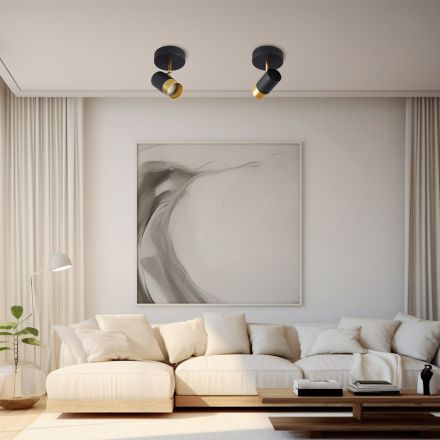 Spot Οροφής LED 1xGU10 Μαύρο-Χρυσό
