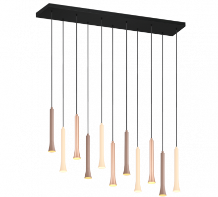 Trio Lighting Κρεμαστό Πολύφωτο Ράγα 11x3W FIATO Μέταλλο Coffee/Μαύρο/Taupe