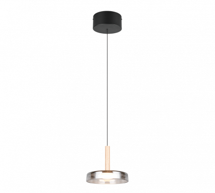 Trio Lighting Κρεμαστό Μονόφωτο LED 10W CELESTE Μαύρο Μέταλλο/Γυαλί Chrome