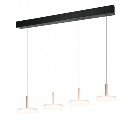 Trio Lighting Κρεμαστό Τετράφωτο LED 30W CELESTE Coffee Μέταλλο/Γυαλί Λευκό