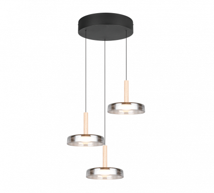 Trio Lighting Κρεμαστό Τρίφωτο LED 7.5W CELESTE Μαύρο Μέταλλο/Γυαλί Chrome