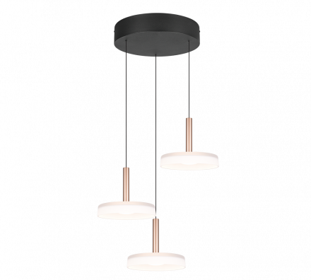 Trio Lighting Κρεμαστό Τρίφωτο LED 7.5W CELESTE Coffee Μέταλλο/Γυαλί Λευκό