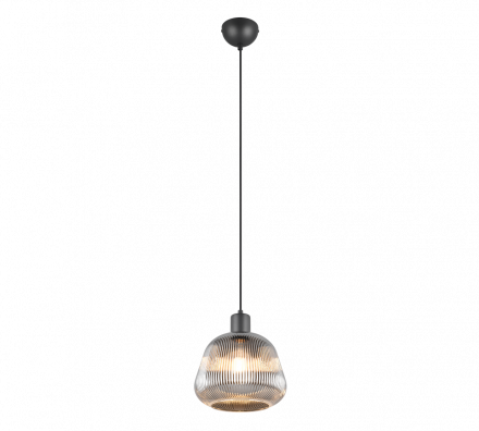 Trio Lighting Κρεμαστό Μονόφωτο 1xE27 TARIFA Μαύρο Ματ-Chrome Μέταλλο-Γυαλί