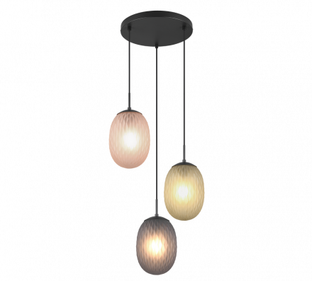 Trio Lighting Κρεμαστό Φωτιστικό 3xE27 FACETTE Μέταλλο/Γυαλί Πολύχρωμο