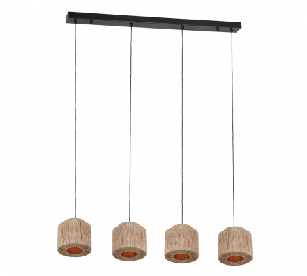 Trio Lighting Κρεμαστό Τετράφωτο Ράγα 4xE27 SMILLA Jute