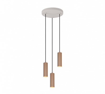 Trio Lighting Κρεμαστό Φωτιστικό 3xGU10 SOKA Coffee-Γκρι Μέταλλο