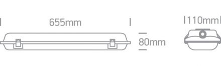 Φωτιστικό LED 2xT8 60cm Γκρι IP65 100-240V PC