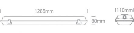 Φωτιστικό LED 2xT8 120cm Γκρι IP65 100-240V PC