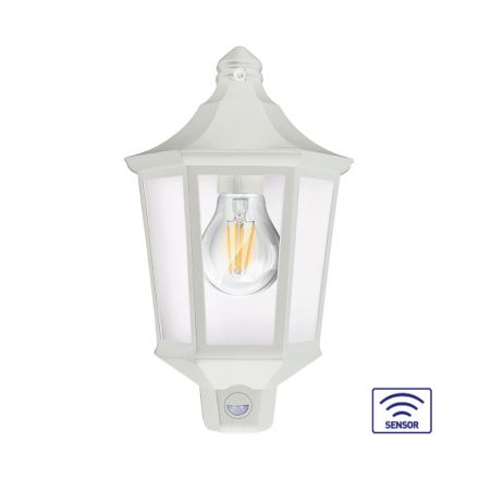 Επίτοιχη Απλίκα Φανάρι Dublin LED 1xE27 IP44 Λευκή Sensor