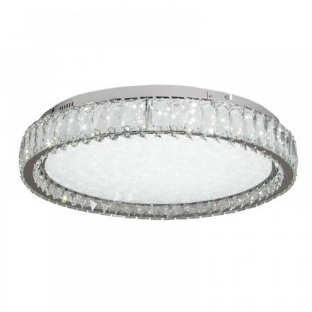 InLight Πλαφονιέρα Οροφής LED 80W 4000K Χρώμιο Μέταλλο και Κρύσταλλα D:80cm (42013-Α)